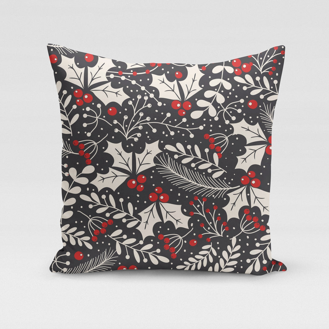 Holly Leaves Pillow Cover.